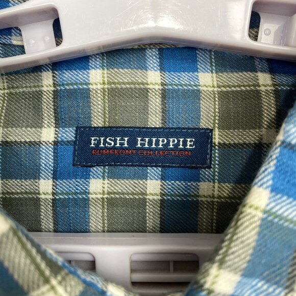 FISH HIPPIE Rumfront Collection Button Shirt Mens L Blue/Gray Plaid Preppy L/S - Picture 6 of 9
